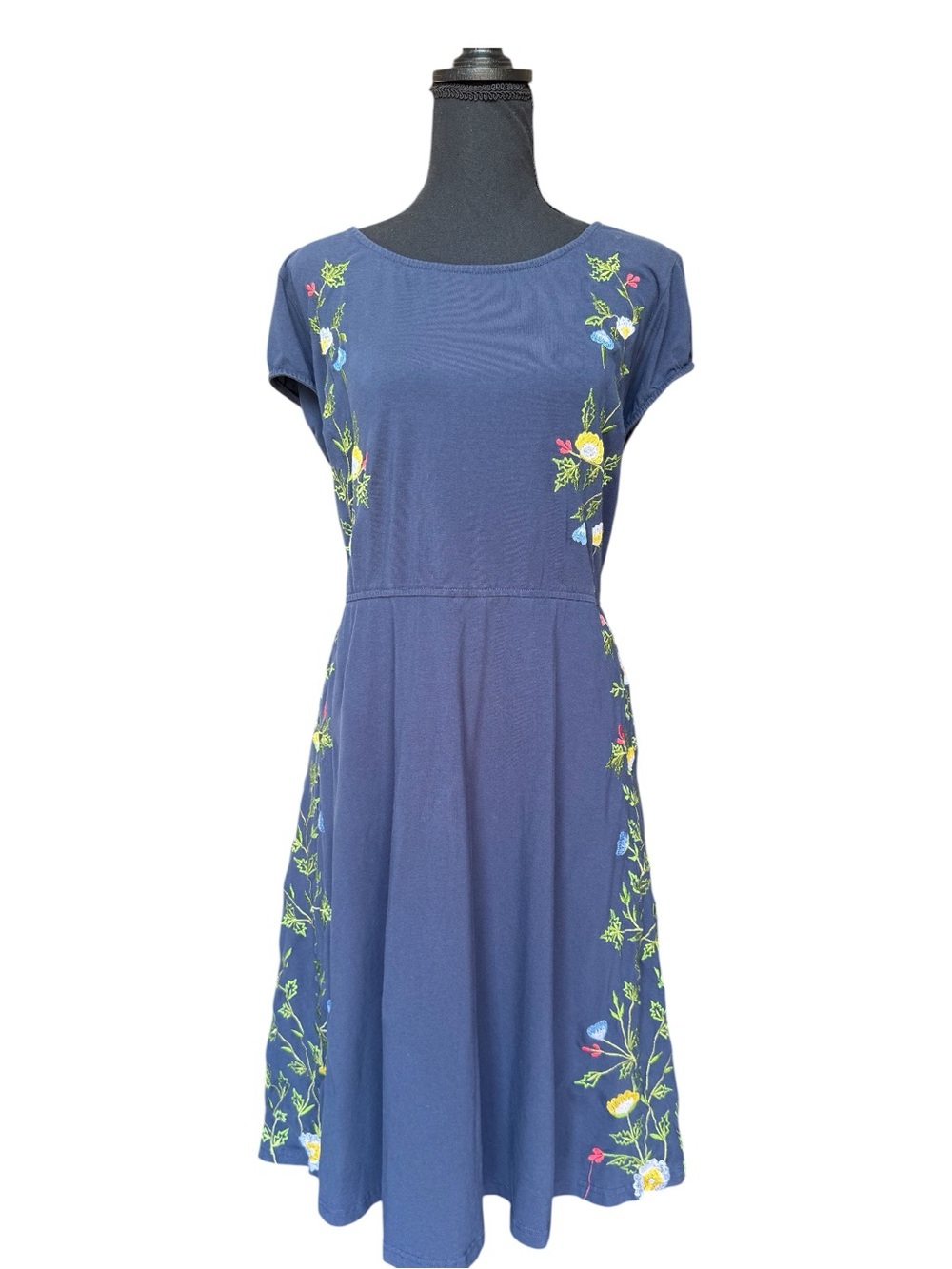 eshakti Navy Blue Embroidered Midi Dress 3X
